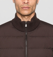 Veste matelassée hybride d'hiver avec manches en tricot, col montant, style cardigan, fermeture éclair bidirectionnelle, personnalisable ODM, écologique