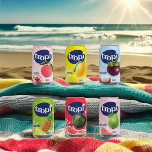 High Quality Private Label 330ml Canned Tropical Fruit Puree Includes Pineapple Peach Mango Pear Watermelon Low MOQ Natural - Product Image 1