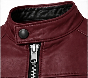 Veste de motard en cuir PU marron pour homme INDEX SPORTS WEAR, col montant, fermeture éclair, style moto, vêtement d'automne - Product Image 5