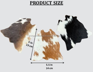 Juego de posavasos de piel de vaca rústica, posavasos de cuero genuino para ocultar el pelo occidental único para bebidas, regalos de decoración del hogar occidental - Product Image 2