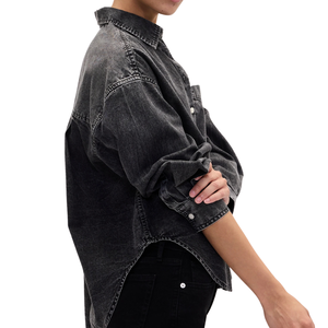 Comfortable <b>Denim</b> <b>Fabric</b> Women's <b>Denim</b> Shirt Wholesale Customizable Cotton - Product Image 4