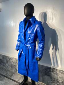 Manteau long en cuir PU pour femme, style vintage, respirant, écologique, séchage rapide, double boutonnage, avec ceinture – Vente en gros - Product Image 5