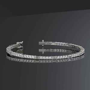 Pulsera de tenis de plata de ley 925 con diamantes baguette y redondos, cadena de mano brillante de lujo, joyería elegante para mujer - Product Image 6
