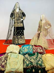 Superbe tenue de fonction pakistanaise: ensemble de mariée complet avec filet lourd Lehenga, chemisier, Plazo et Dupatta, 9 couleurs, 5 motifs uniques - Product Image 5