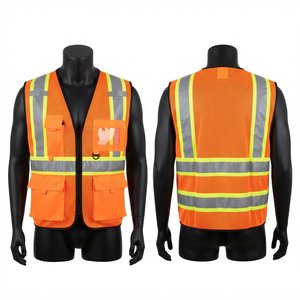 Gilet de travail en coton de qualité supérieure 120 GSM avec panneaux réfléchissants orange jaune, poches utilitaires, logo personnalisé, gilet de sécurité noir Hardson - Product Image 1