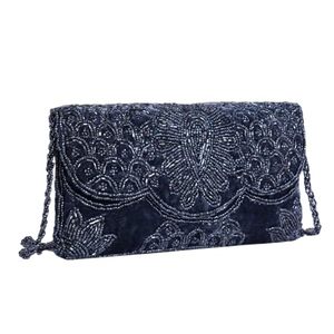 Bolso de mano bordado a mano de seda roja, elegante, rectangular, para fiesta, boda, festivo, de moda, artesanal, con cuentas - Product Image 4