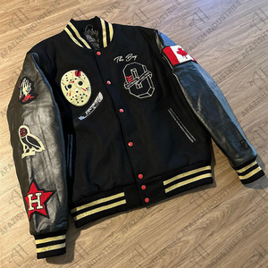 Logo personnalisé Laine Chenille Broderie Baseball Letterman Vestes Hommes Vintage Blanc En Cuir Manches Varsity Veste - Product Image 2