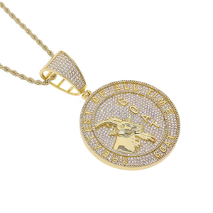 Collar con Colgante de Cabra Chapado en Oro de Plata Esterlina con Incrustaciones de Diamantes de Moissanita, Medallón de Declaración 'El Mejor de Todos los Tiempos', Estilo Hip Hop Bling - Product Image 3