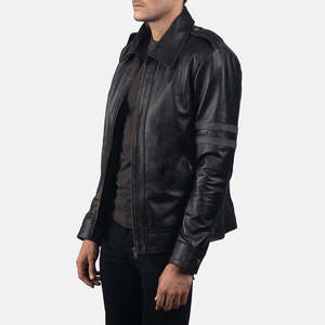 Chaqueta de Motero de Cuero Negro Armstrong Personalizada OEM, Chaqueta Bomber Impermeable, Chaqueta de Invierno de Cuero Genuino Marrón con Forro de Algodón - Product Image 2