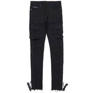 Branded Custom Men Denim Luxury Style Snap Button <b>Jeans</b> Denim Pant Multi Pockets Distressed Skinny Fit Man Denim Pant Breathable - Product Image 2