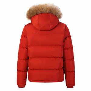 Custom Logo High Quality <b>Men</b> Red Winter Jacket Warm Puffer Parka Faux <b>Fur</b> <b>Hooded</b> Windproof Quilted <b>Coat</b> Wholesale Outerwear - Product Image 2