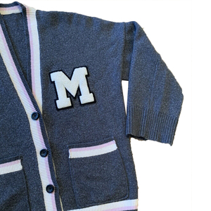 Cárdigan Personalizado, Cárdigan Hecho a Medida, Letras Bordadas en Algodón, Azul Marino y Blanco, Suéter para Mujeres de Hermandades Griegas - Product Image 3