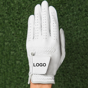 Gants de golf en cuir véritable respirant pour droitier, unisexe, rouge, blanc, bleu marine, fermeture à crochets et boucles - Product Image 2