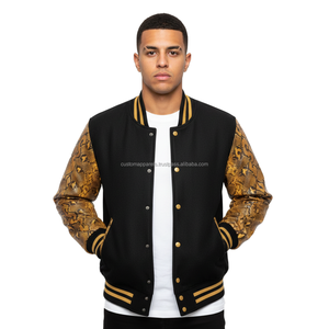 Chaqueta Varsity Personalizada al por Mayor con Bordado de Béisbol, Cuello Alto, Transpirable, Resistente al Viento, Mangas de Lana con Impresión DTG para Hombre - Product Image 5