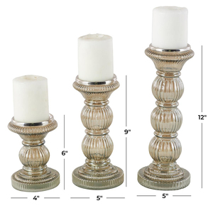 Élégant porte-bougie en verre tourné à la main, couleur gris mercure, pour la décoration de mariage et de table à la maison - Product Image 5