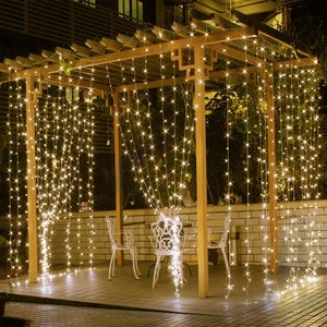 1pc 3m 300LED stringa di luce della tenda 8 modalità di luce a distanza IP44 impermeabile per la festa in giardino per la decorazione del cortile del nuovo anno di Natale - Product Image 1