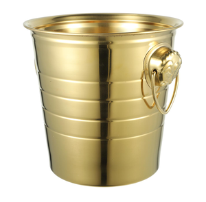 Contemporary ribbed silver <b>ice</b> bucket with a tapered body and stylish <b>ring</b> side handle For Champagne & Party Events At Wholesale - Product Image 3