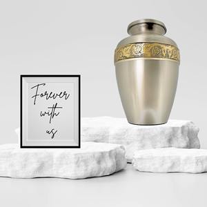 Urne funéraire pour adultes en marbre gravé à la main, style américain, blanche, capacité de 200 pouces cubes, commémorative - Product Image 3