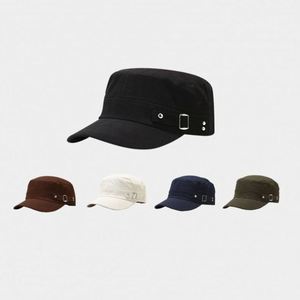 Gorra de Moda para Primavera y Verano con Hebilla Decorativa, Estilo Versátil, Parte Superior Plana, de Algodón, para Actividades al Aire Libre - Product Image 1
