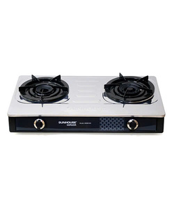 Table de cuisson à gaz double brûleur Sunhouse en acier inoxydable, 18 boutons de commande, allumage piézoélectrique, type encastrable pour usage domestique - Product Image 1