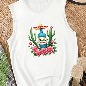 Gilet tricoté décontracté pour femme avec design sombrero et bouteille de tequila - Product Image 3