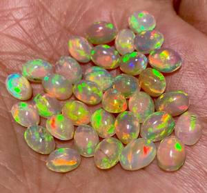 Lot de cabochons d'opale jaune éthiopienne Welo Fire Opal, pierres brutes de forme ovale, de 6x4mm à 8x10mm, pour la création de bijoux - Product Image 5