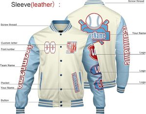 Veste de baseball personnalisée pour homme, style preppy, col rabattu, polyester et coton, motifs de patchs, coupe classique - Product Image 3