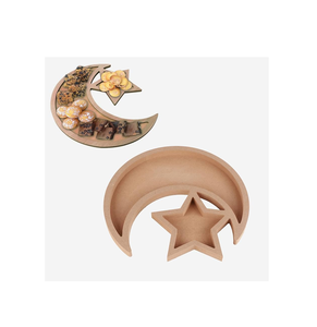 Décorations pour la maison, plateau en bois en forme de lune et d'étoile, Ramadan, plateau décoratif en forme de lune, plateau en bois pour fruits - Product Image 2