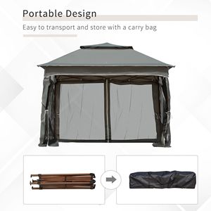 Patio esterno 10.7 'X 10.7' grigio scuro Pop-up a baldacchino Gazebo pensilina con rete con cerniera e porta borsa Pergola padiglione - Product Image 6