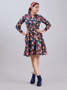 Vestido Midi Formal de Alta Calidad con Bordado Multicolor, Elegante y Moderno para Fiestas, con Dobladillo Evase en Georgette, Lavable - Product Image 3