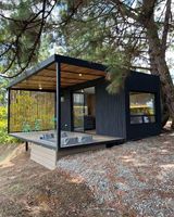 Bâtiment de bureau modulaire contemporain en acier léger et bois, studio conteneur, atelier portable, éco-responsable, école, salon