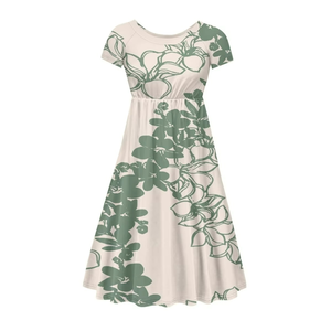 Robe élégante à manches courtes pour femme, motif floral hawaïen imprimé sur commande, personnalisation exclusive, pour usage quotidien - Product Image 3