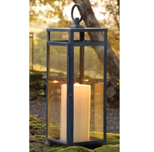 Farol Rectangular de Metal con Paneles de Vidrio, Acabado Negro, Decoración Duradera para el Hogar, Portavelas - Product Image 4