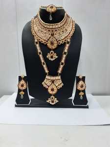 Conjunto de Collar y Pendientes de Novia Kundan de Lujo, Moderno, Chapado en Oro, con Cristales de Estrás Certificados, para Bodas Tradicionales Indias - Product Image 3