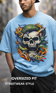 เสื้อยืดสตรีทแวร์ลายกราฟิกผู้ชายทรงโอเวอร์ไซส์ ผ้าหนา 100% คอตตอน 220 กรัม เป็นมิตรกับสิ่งแวดล้อม พิมพ์ลายด้านหน้าตามสั่ง ผ้าแฟลนเนล แบรนด์ส่วนตัว - Product Image 2