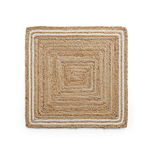 Alfombra de Yute Tejida Cuadrada en Oferta, Alfombras Naturales de Estilo Bohemio, Antideslizantes, Hechas a Mano, con Pelo Largo, para Sala de Estar, Exportación desde BD - Product Image 2