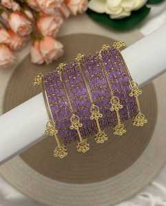 Collection de Churiyan de Mariage Premium pour Femmes, Bracelets Traditionnels Indiens Pakistanais de Style Cachemiri, Plaqué Argent/Or - Product Image 5