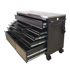Wholesale OEM 155cm 10 <b>Drawer</b> <b>Lockable</b> Tool Cabinet with Stainless Steel Top and Ball Bearing Slides for Garage Workshop - Product Image 2