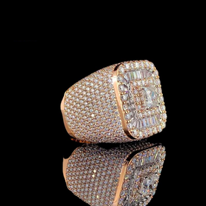 Bague unisexe en argent sterling 925 avec diamant taille princesse et moissanite taille ronde, style hip-hop, bijou tendance - Product Image 2