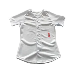 Jersey de béisbol con botones en blanco liso, precio barato, jersey de softbol blanco en blanco, diseño personalizado, camisetas de béisbol de manga corta