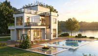 Vila Kontainer Modular Modern Mewah dengan Teras Atap Gaya Resor Elegan Rumah Prefabrikasi Mewah