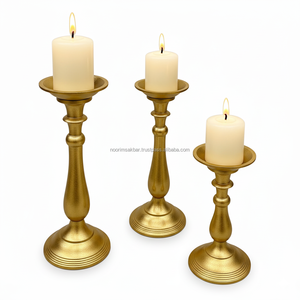 Portavelas de aluminio con forma de poste de bola niquelada del fabricante indio, para el hogar superventas, soporte para boda, uso personalizado - Product Image 1