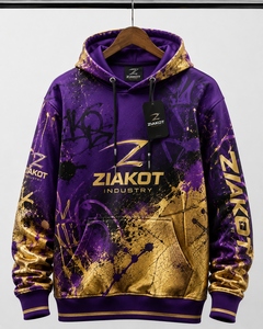 Venta al por Mayor Directa de ZIAKOT INDUSTRY, Sudadera con Capucha Deportiva 3D Personalizada con Estampado de Grafiti en Morado y Dorado Antiguo, la Más Vendida - Product Image 1