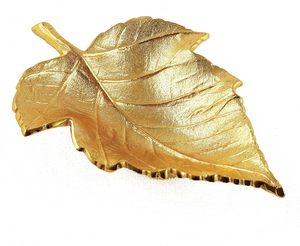 Bandeja decorativa con forma de hoja dorada, bandeja de metal con forma de hoja, bandeja de lujo, bandeja de diseño, bandeja moderna, bandeja elegante - Product Image 5