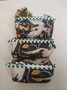 Trousse de Maquillage Légère et Grande Capacité en Coton Écologique Imprimé à la Main, avec Fermeture Éclair, Organisateur de Voyage Indien pour Cosmétiques - Product Image 6