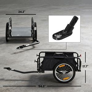 Carrello Rimorchio Bici con Ruote Pneumatiche da 16 Pollici a Sgancio Rapido, Cerchi in Alluminio, Bandiera Rossa, Nero - Rimorchio Cargo per Bici - Product Image 2