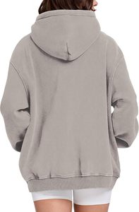 Sudadera con Capucha Oversize de Algodón Polar para Mujer, Estilo Urbano, Ecológica, de Secado Rápido, Forrada, Manga Larga, Ajuste Relajado, con Bolsillo Canguro - Product Image 6