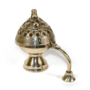 Brass Multipurpose <b>Incense</b> & Loban <b>Burner</b> | Traditional Round <b>Incense</b> Holder for Home, Pooja & Aromatherapy - Product Image 1