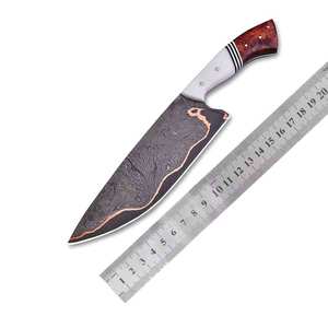 Premium Quality Copper Damascus <b>Carving</b> <b>Knife</b> With Long Elegant Blade And Wooden Handle For Roast Slicing And Serving - Product Image 6