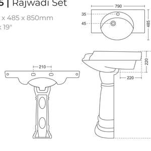 Lavabo de cerámica de alta resistencia con pedestal, 790x485x850mm, lavabo de porcelana para baño, lavabo independiente para lavar ropa - Product Image 2